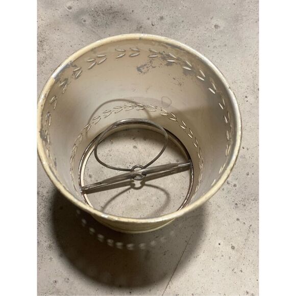 Vintage Small Toleware Metal Lamp Shade Stencil Wheat Ivory and Gold - Picture 3 of 3